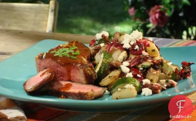 Gegrillte Lammkoteletts mit Senf-Barbecue-Sauce