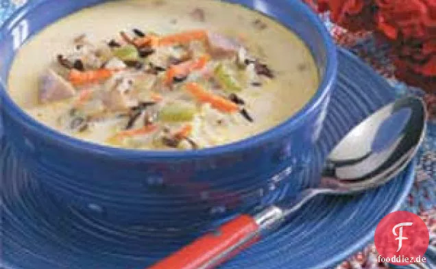 Käse-Schinken-Reis-Suppe