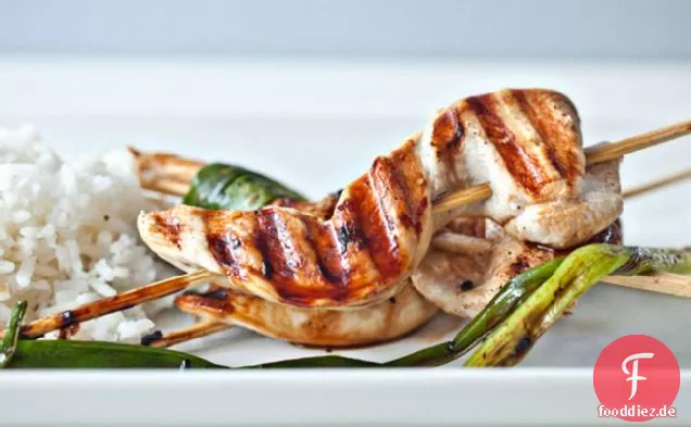 Huhn und Schalotten Yakitori