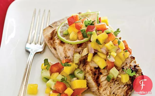Gegrilltes Mahimahi mit Mango-Salsa