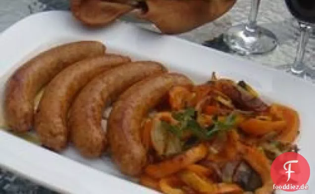Italienische Wurst, Paprika und Zwiebeln