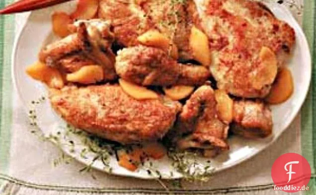 Süßes und herzhaftes Pfirsichhuhn