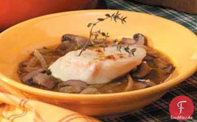 Portobello-Pilz-Zwiebelsuppe