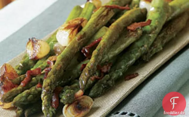 Geschmorter Spargel & Cipolline Zwiebeln Mit Pancetta & Balsamico-B