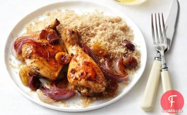 Gebratenes Hähnchen mit Trauben