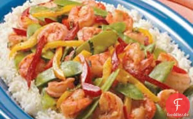 Gebratene Garnelen mit Knoblauch