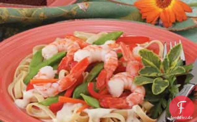 Garnelen und Gemüse Alfredo