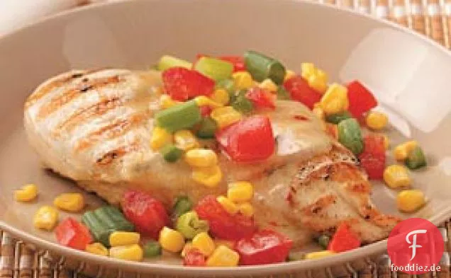 Hühnchen mit Gartensalsa für zwei