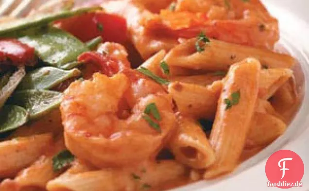 Cremige Tomatengarnelen mit Penne