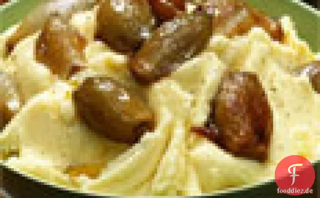 Gestampfte Yukon Goldkartoffeln mit karamellisierten Schalotten