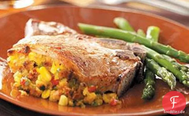 Mit Mais gefüllte Schweinekoteletts