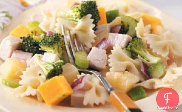 Gekühlter Nudelsalat mit Pute