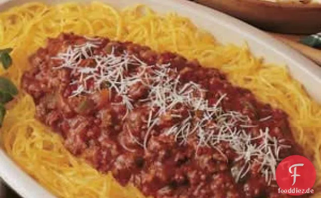 Spaghettikürbis mit Fleischsauce