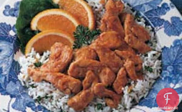 Knoblauchhuhn auf Reis