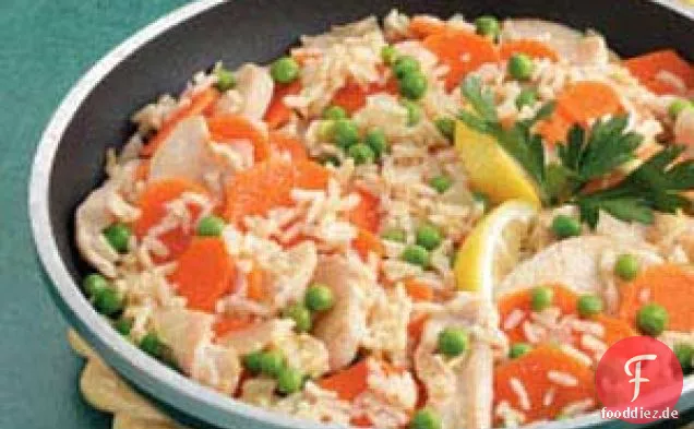 Schnelles Zitronenhähnchen mit Reis