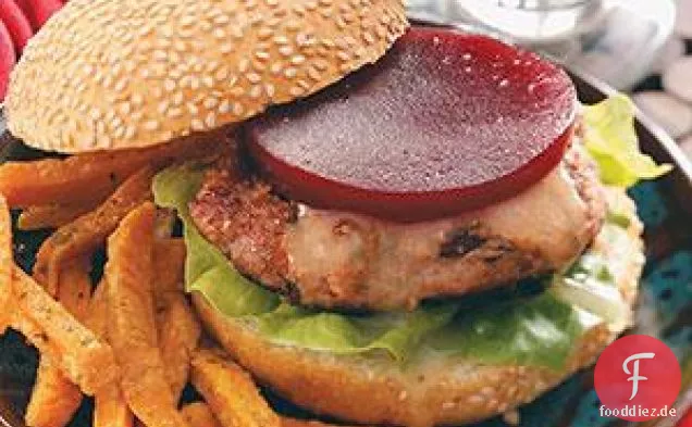 Cranburger mit Süßkartoffelpommes