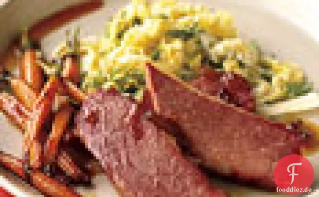Corned Beef und Karotten mit Marmelade-Whisky-Glasur