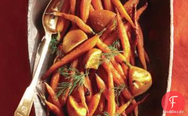 Honigte Karotten und Orangen