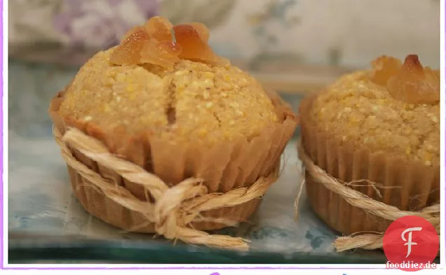 Kokosnuss-Maisbrot-Muffins {mit kandiertem Ingwer}