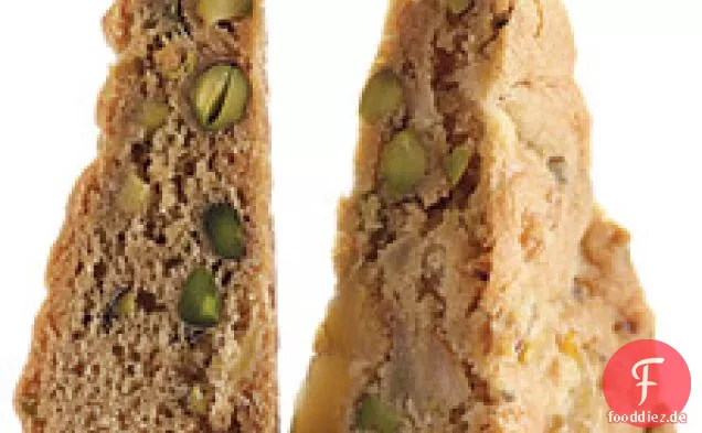 Birne, Pistazie und Ingwer Blondies