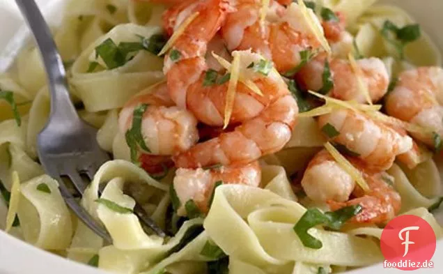 Zitronen-Meerrettich-Garnelen mit Fettucini