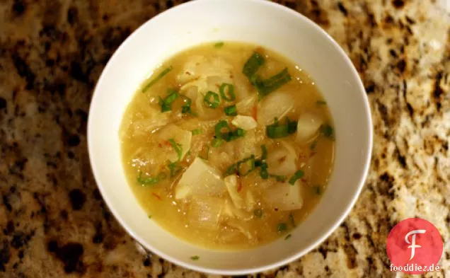 Abendessen heute Abend: Sunchoke Suppe mit Zitrone und Safran