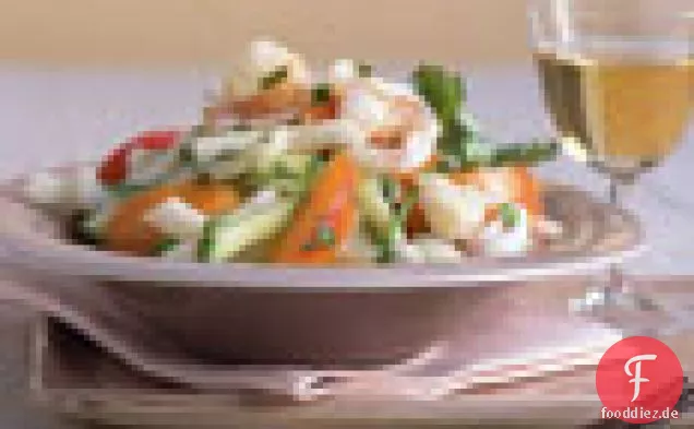 Garnelen, Jícama und Aprikosensalat