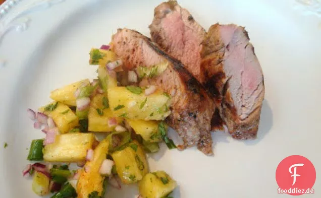 Jerk Schweinefilet mit Ananas Salsa