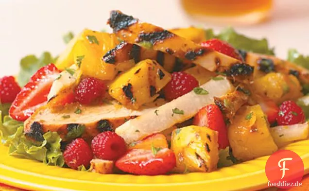 Huhn und Obstsalat