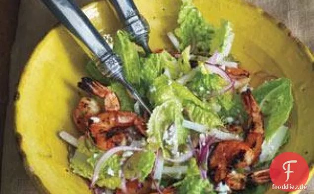 Mexikanische gegrillte Garnelen Caesar Salat