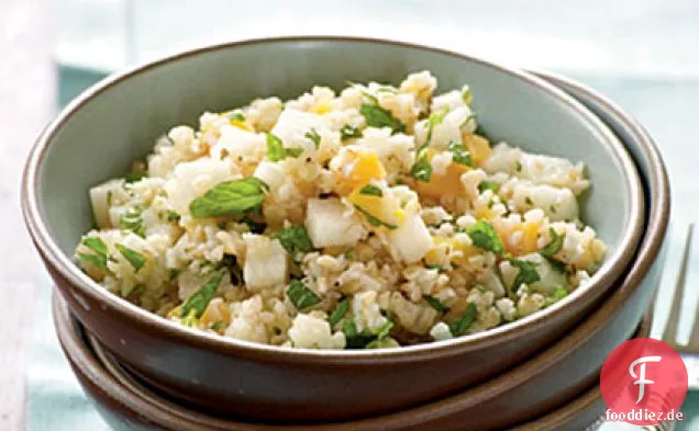 Minty Bulgur Weizen und Pfirsichsalat