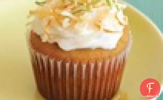 Getreidefreie Limetten-Cupcakes mit veganem Kokosnuss-Zuckerguss