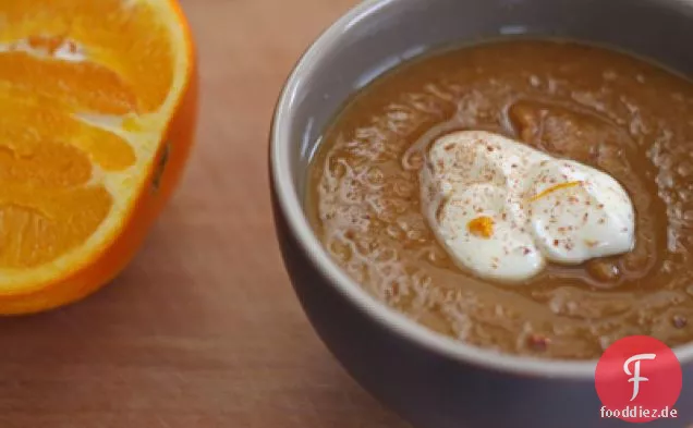 Kastanien-, Pastinaken- und Orangensuppe