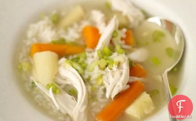 Hühnchen- und Reissuppe