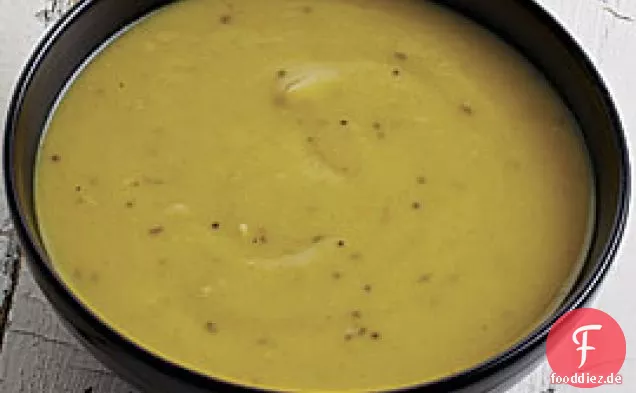 Pastinaken-Lauch-Suppe mit Kreuzkümmel und Senfkörnern