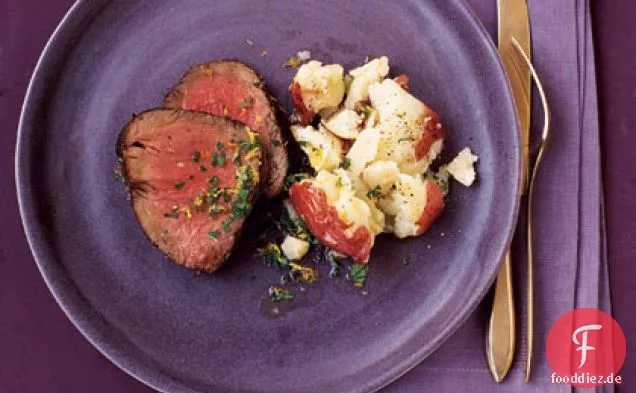 Rindfleisch mit Parmesankartoffeln
