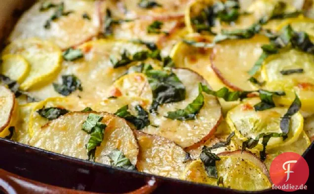 Kartoffel, Kürbis Und Ziegenkäse-Gratin