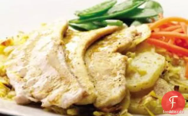 Honig-Senf-Truthahn Schnitzel & Kartoffeln
