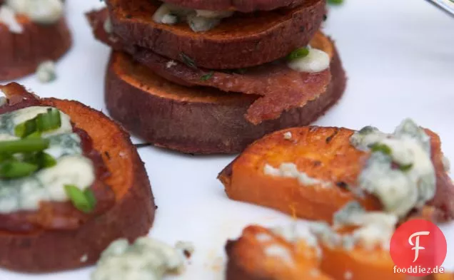 Süßkartoffeln mit Blauschimmelkäse & Speck
