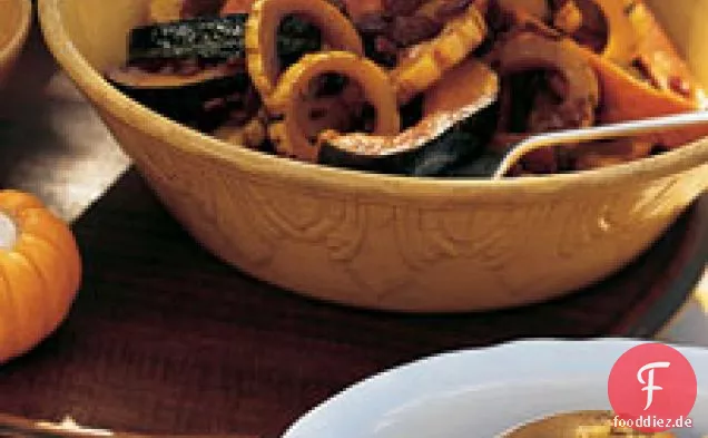 Glasierte Kürbisse und Süßkartoffeln