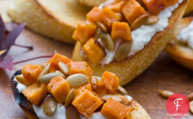 Süßkartoffel & Ziegenkäse Bruschetta