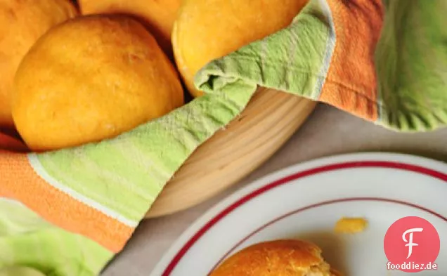 No-kneten Süßkartoffel Abendessen Rollen