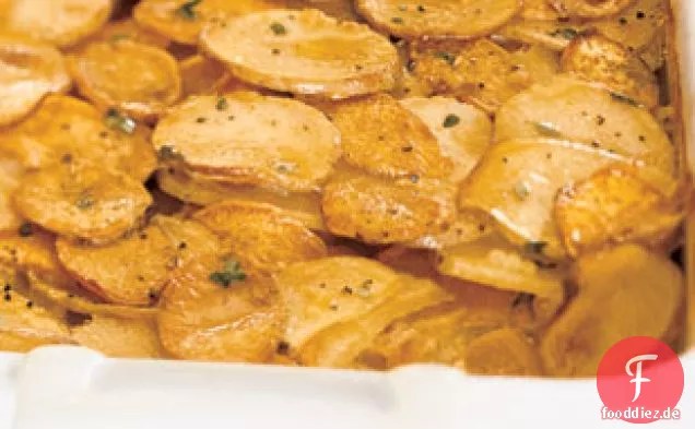 Yukon Gold und Süßkartoffelgratin