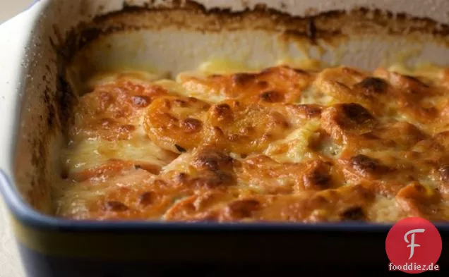 Butternut Squash und Süßkartoffelgratin mit Manchego Käse