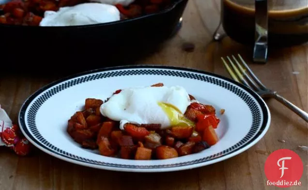 Süßkartoffel und Lardon Hash