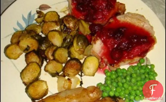 Weihnachtsessen: Ahornzucker & Ingwer Schweinebraten mit Granatapfel-Clementine-Cranberry-Sauce
