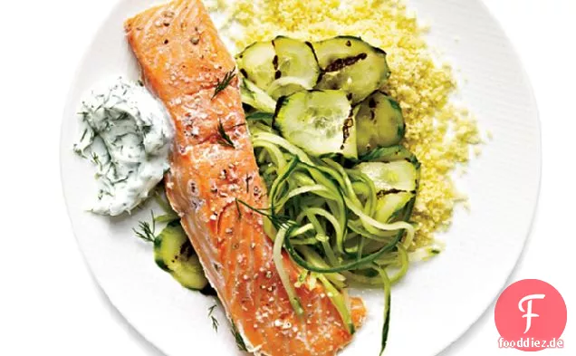 Sous Vide Lachs mit Gurken