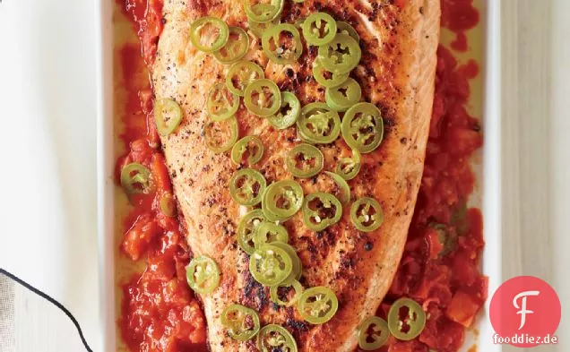 Gegrillter Lachs mit geschmolzenen Tomaten