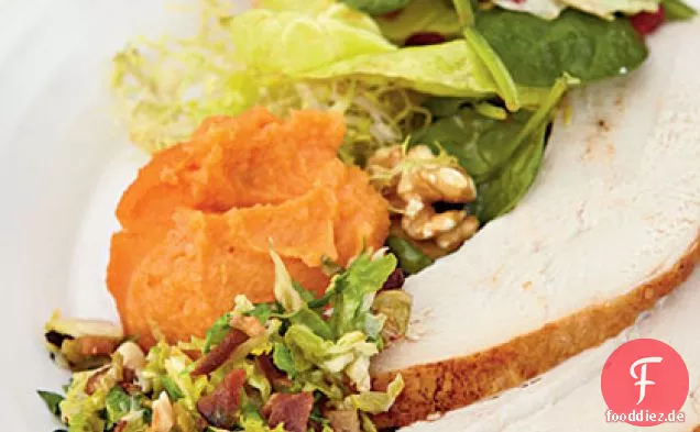 Pürierte Yamswurzeln mit Birnen und Mandarinensaft