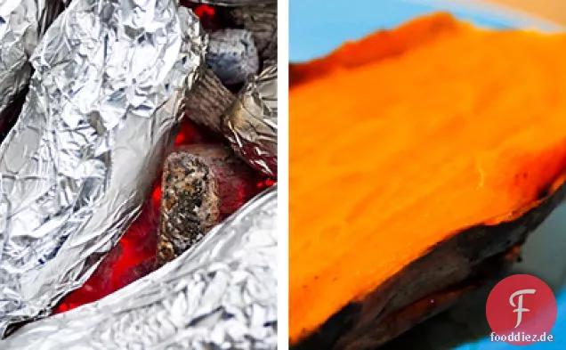 Grillen: Glut-geröstete Süßkartoffeln mit Ahorn-Zimt-Butter